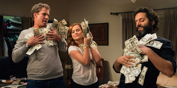People covered in cash