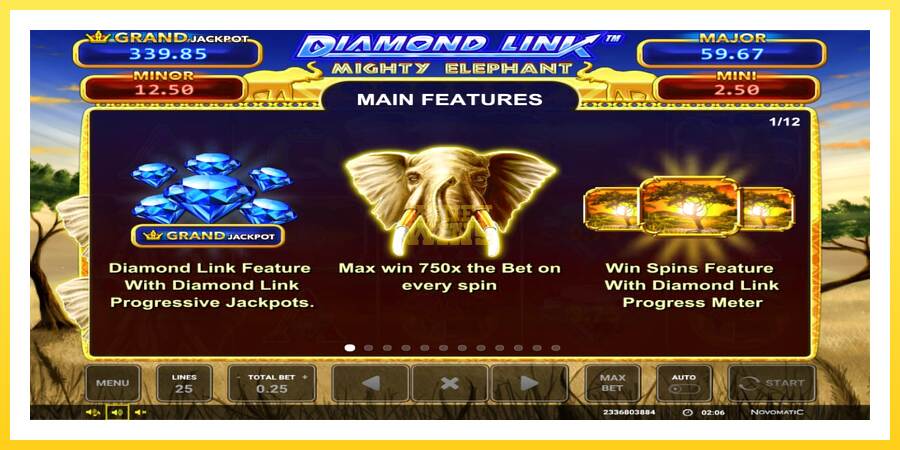 Slika 3 igralni avtomat Diamond Link: Mighty Elephant