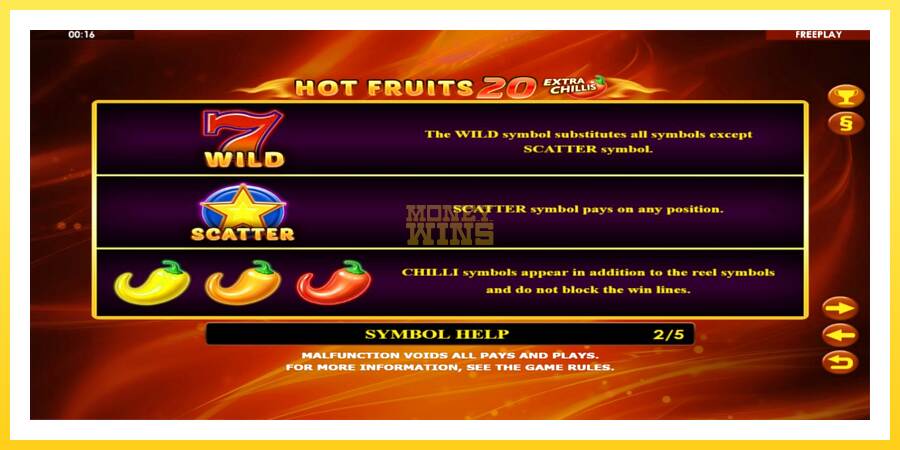 Slika 5 igralni avtomat Hot Fruits 20 Extra Chillis