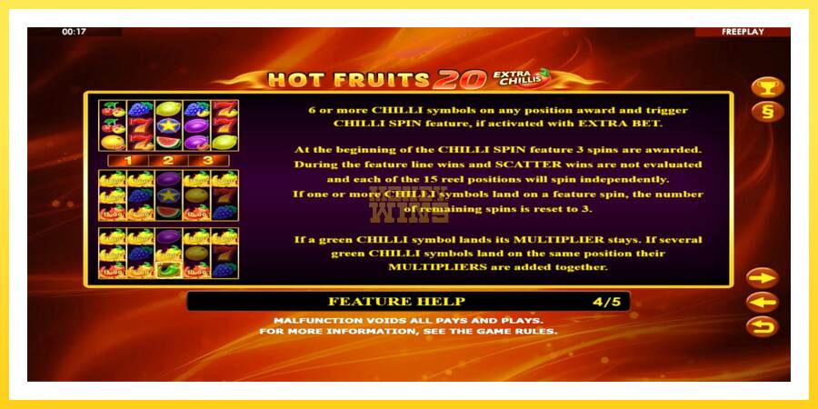 Slika 6 igralni avtomat Hot Fruits 20 Extra Chillis