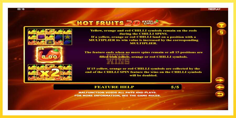 Slika 7 igralni avtomat Hot Fruits 20 Extra Chillis