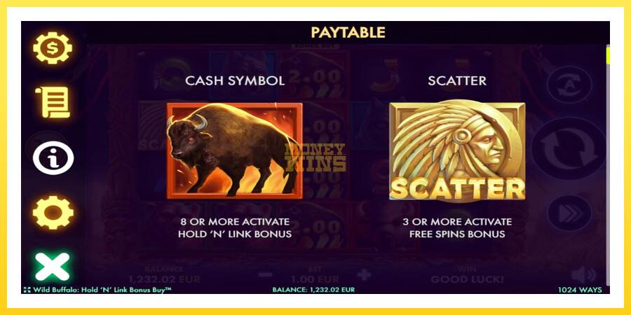 Slika 4 igralni avtomat Wild Buffalo Hold N Link Bonus Buy