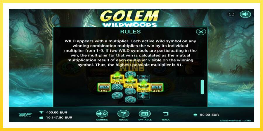 Slika 5 igralni avtomat Golem Wildwoods