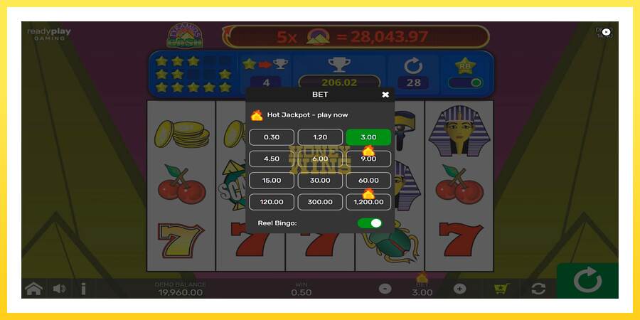 Slika 7 igralni avtomat Pyramids of Cash with Reel Bingo