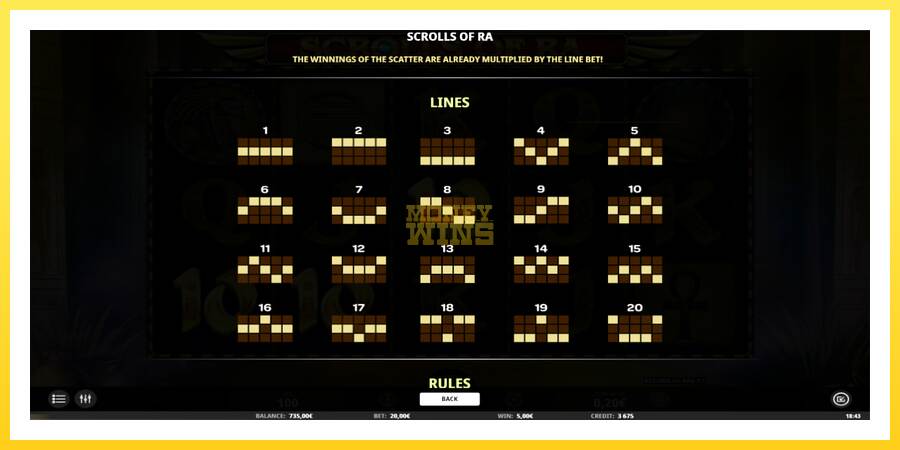 Slika 5 igralni avtomat Scrolls of RA