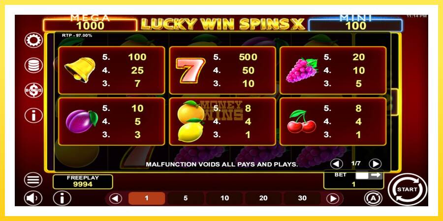 Slika 4 igralni avtomat Lucky Win Spins X