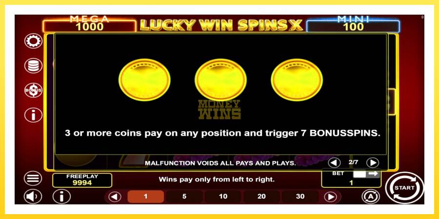 Slika 5 igralni avtomat Lucky Win Spins X