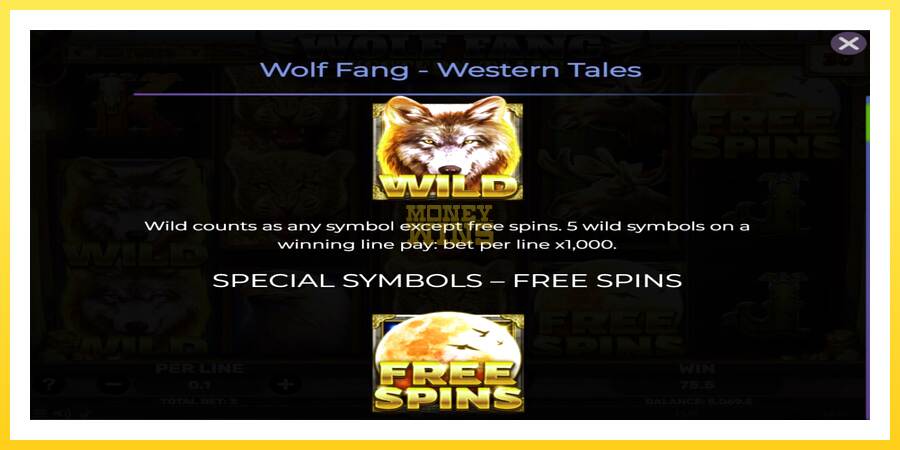 Slika 4 igralni avtomat Wolf Fang - Western Tales