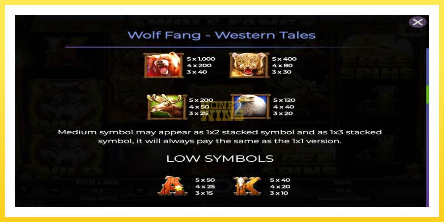 Slika 5 igralni avtomat Wolf Fang - Western Tales