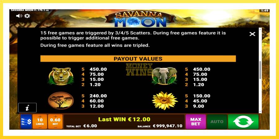 Slika 6 igralni avtomat Savanna Moon