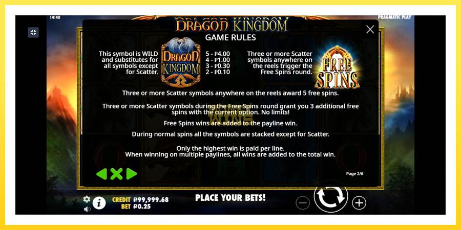 Slika 5 igralni avtomat Dragon Kingdom