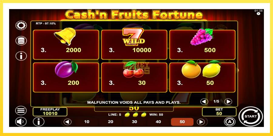 Slika 5 igralni avtomat Cashn Fruits Fortune