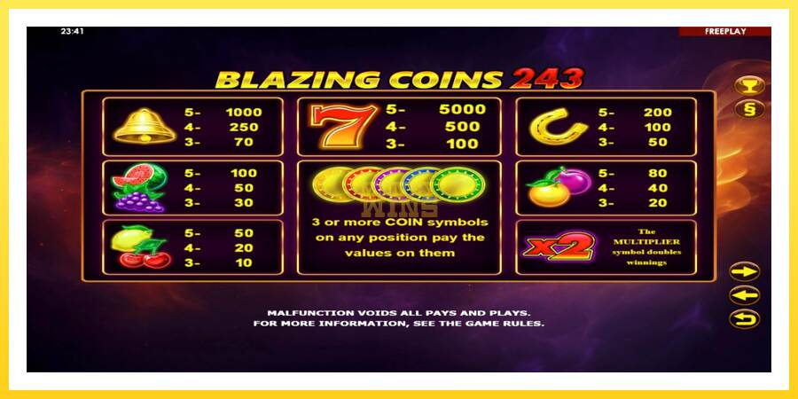 Slika 4 igralni avtomat Blazing Coins 243