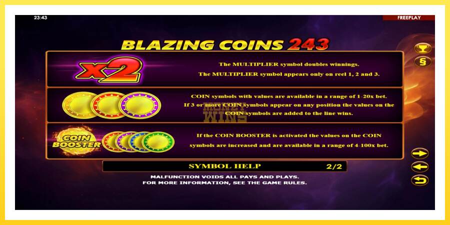 Slika 6 igralni avtomat Blazing Coins 243