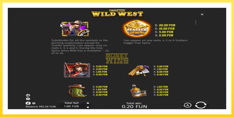 Slika 4 igralni avtomat Wild West Trueways