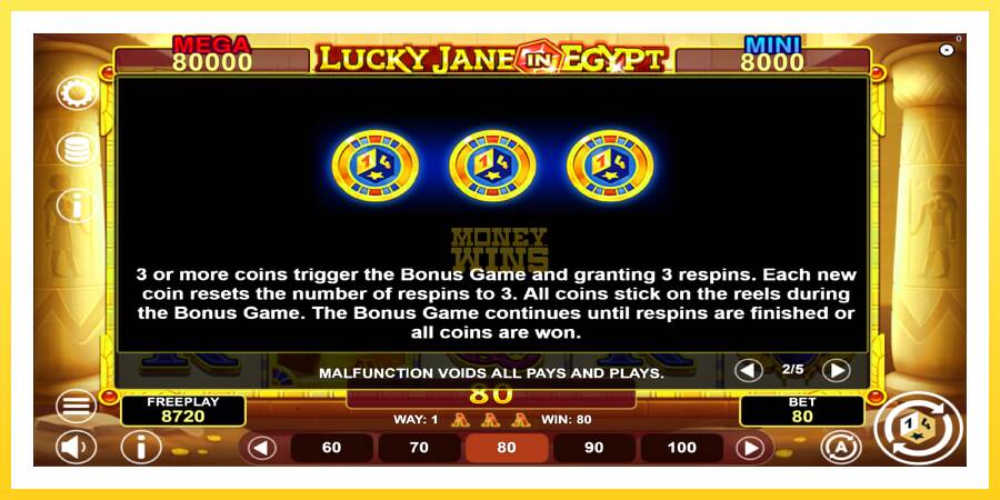 Slika 6 igralni avtomat Lucky Jane in Egypt Hold & Win