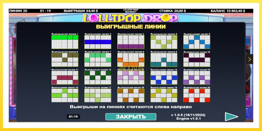 Slika 5 igralni avtomat Lollipop Drop MultiMax