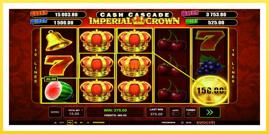 Slika 2 igralni avtomat Cash Cascade Imperial Crown