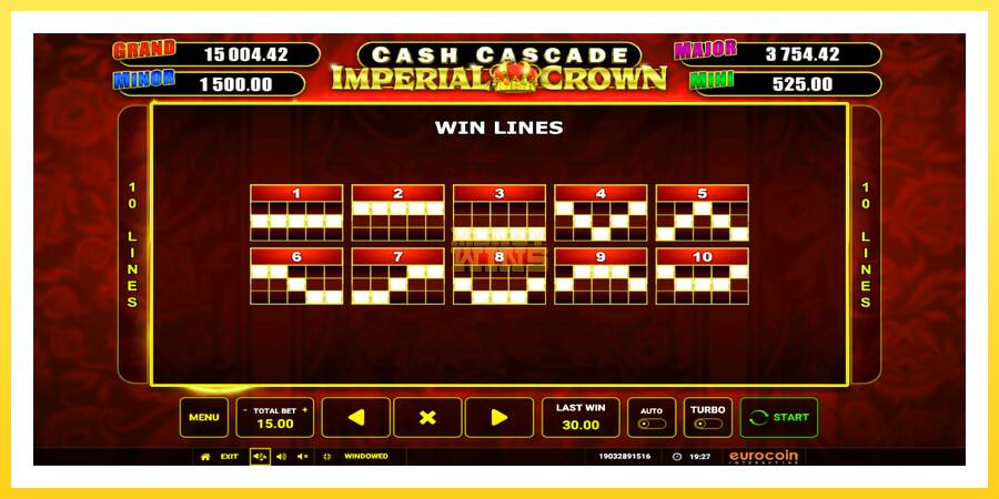 Slika 6 igralni avtomat Cash Cascade Imperial Crown