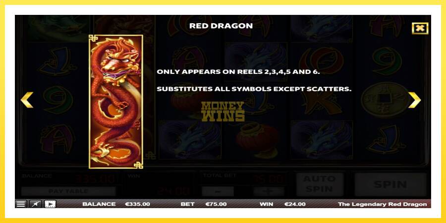 Slika 5 igralni avtomat The Legendary Red Dragon