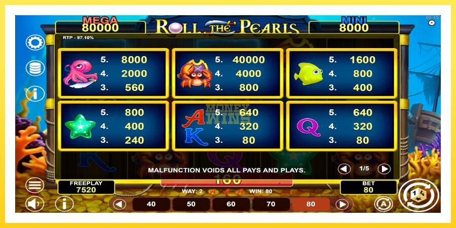 Slika 5 igralni avtomat Roll The Pearls Hold & Win