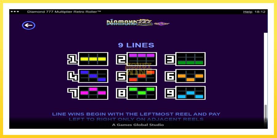 Slika 7 igralni avtomat Diamond 777 Multiplier Retro Roller