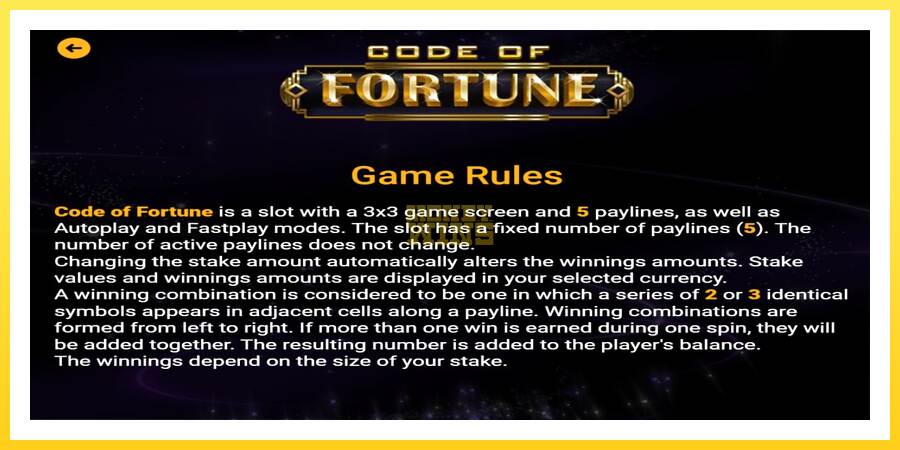 Slika 4 igralni avtomat Code of Fortune