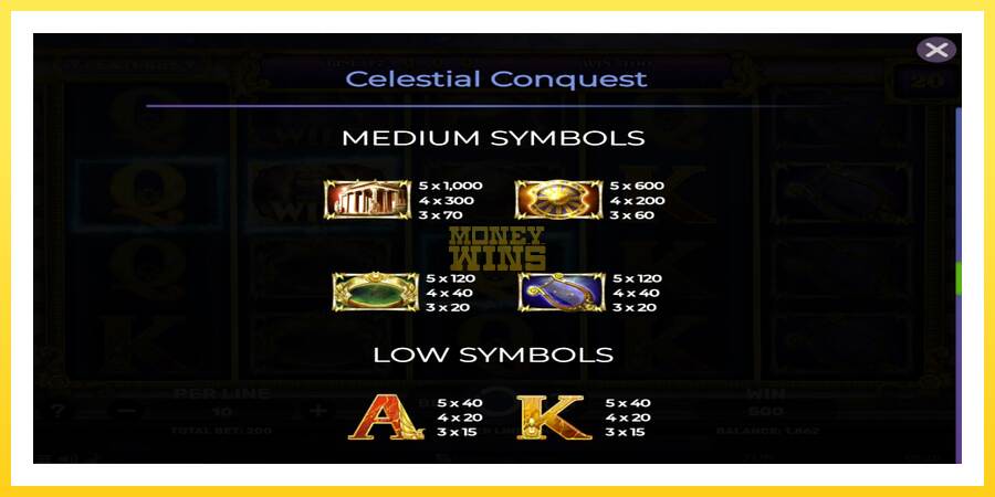 Slika 6 igralni avtomat Celestial Conquest