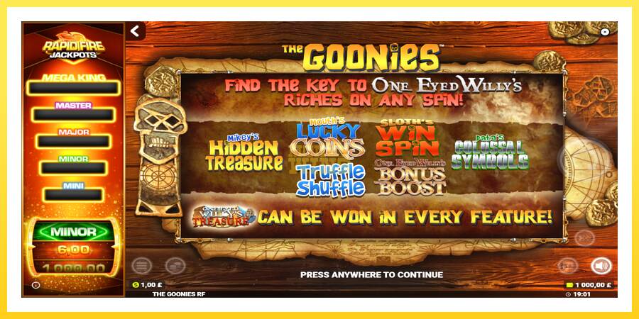 Slika 1 igralni avtomat The Goonies Deluxe Rapid Fire Jackpots