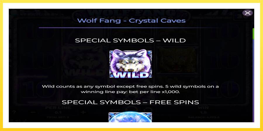 Slika 4 igralni avtomat Wolf Fang - Crystal Caves