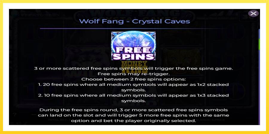 Slika 5 igralni avtomat Wolf Fang - Crystal Caves