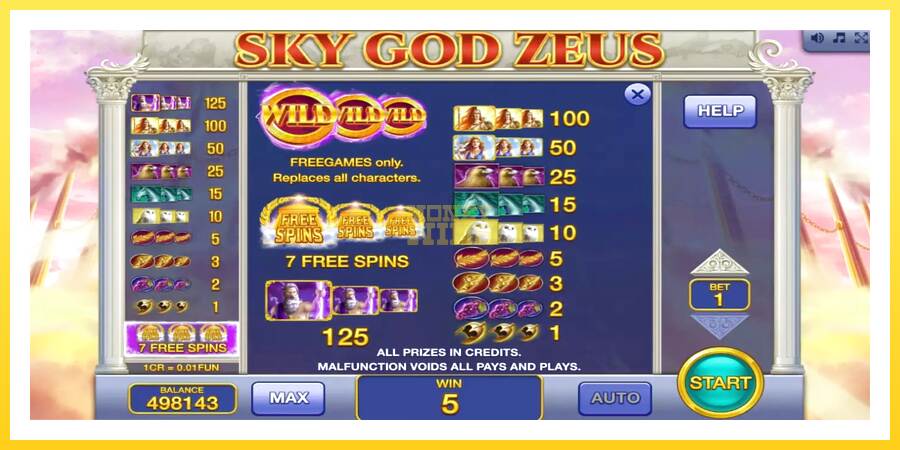 Slika 7 igralni avtomat Sky God Zeus 3x3