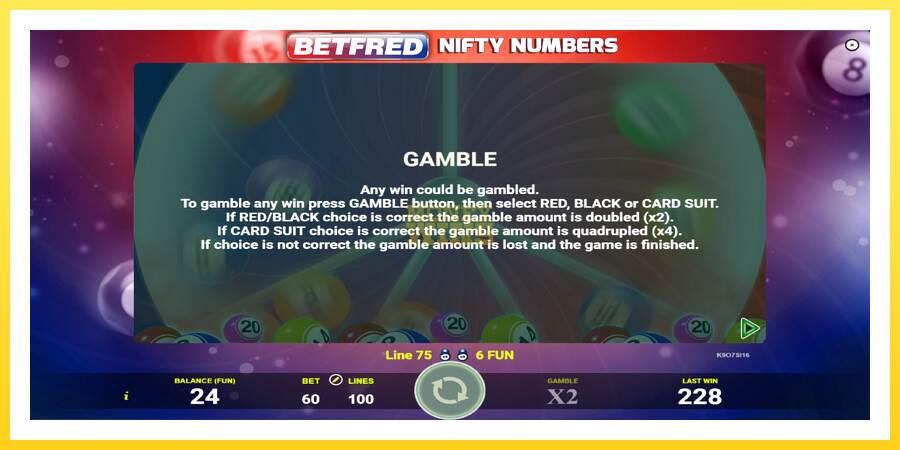 Slika 6 igralni avtomat Betfred Nifty Numbers