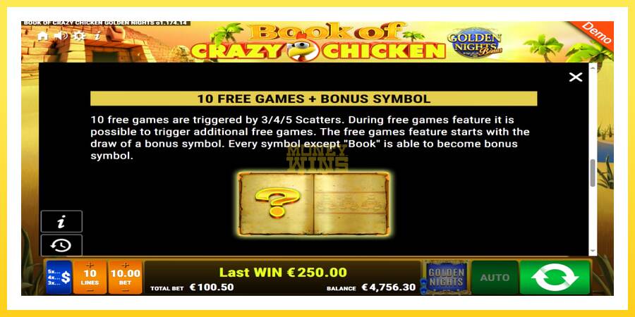 Slika 8 igralni avtomat Book of Crazy Chicken Golden Nights