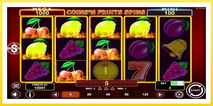 Slika 3 igralni avtomat Coinsn Fruits Spins