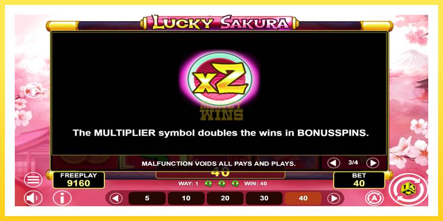 Slika 7 igralni avtomat Lucky Sakura Win Spins