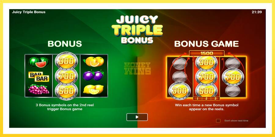 Slika 1 igralni avtomat Juicy Triple Bonus