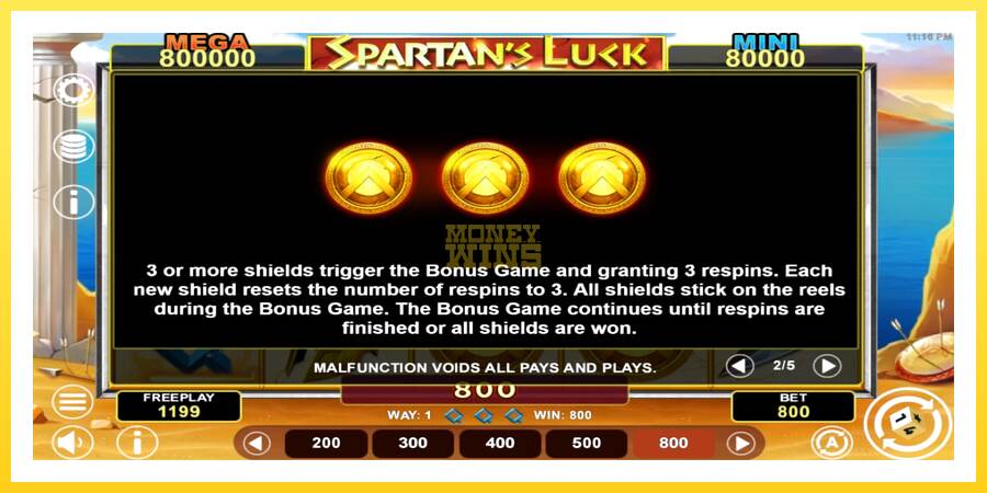 Slika 5 igralni avtomat Spartans Luck Hold & Win