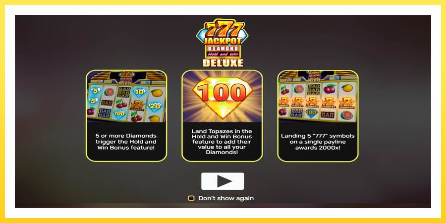 Slika 1 igralni avtomat 777 Jackpot Diamond Hold and Win Deluxe