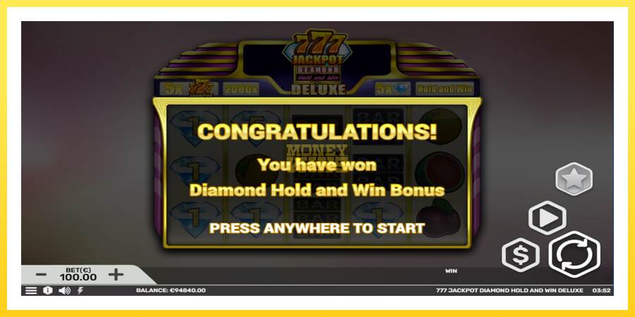 Slika 4 igralni avtomat 777 Jackpot Diamond Hold and Win Deluxe