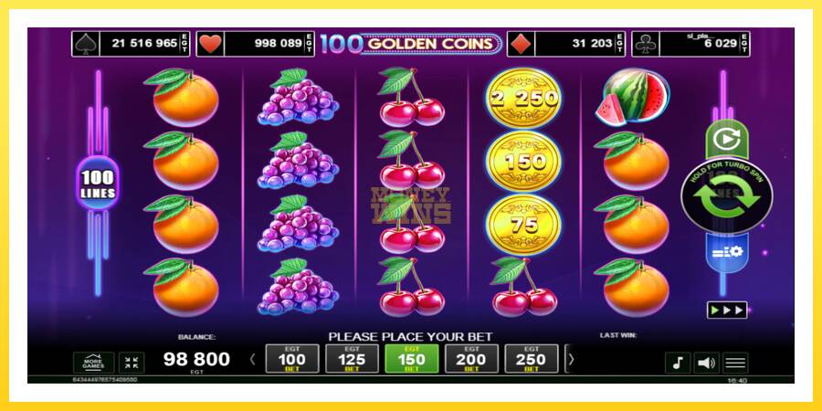 Slika 2 igralni avtomat 100 Golden Coins