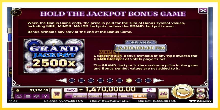 Slika 6 igralni avtomat 9 Coins Grand Platinum Edition Score The Jackpot