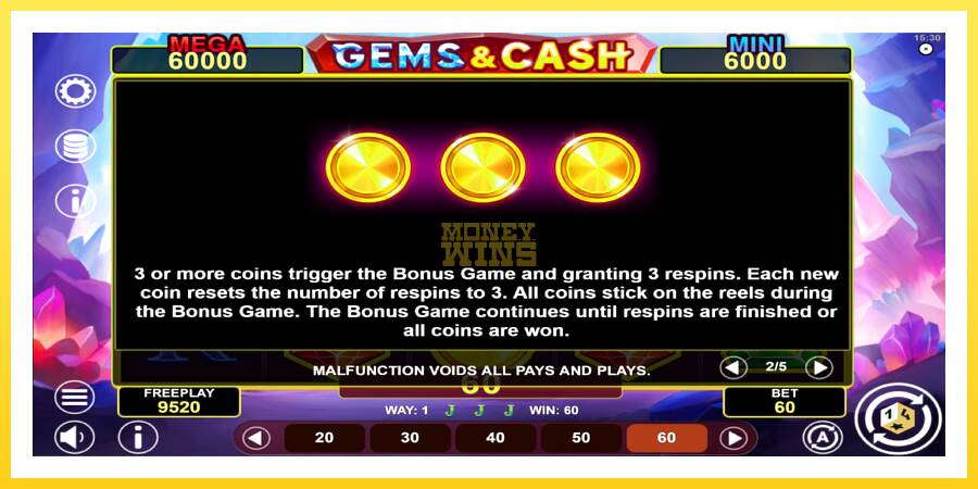 Slika 6 igralni avtomat Gems & Cash