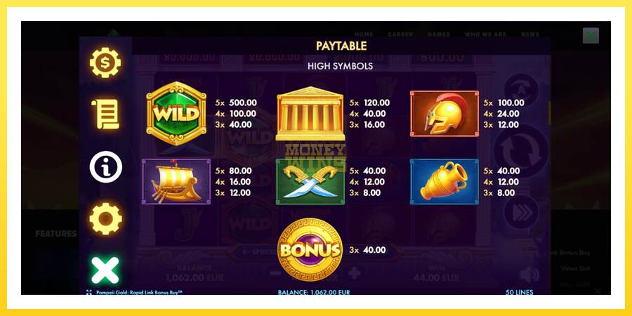 Slika 6 igralni avtomat Pompeii Gold Rapid Link Bonus Buy