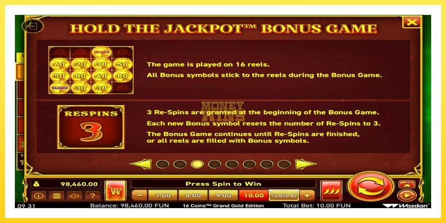 Slika 6 igralni avtomat 16 Coins Grand Gold Edition Score The Jackpot