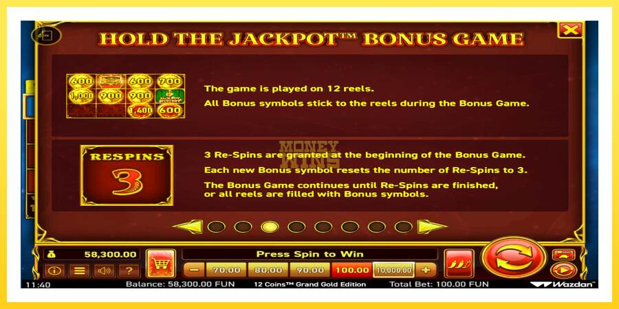 Slika 6 igralni avtomat 12 Coins Grand Gold Edition Score The Jackpot