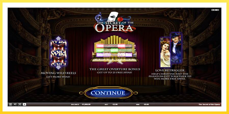 Slika 1 igralni avtomat The Secret of the Opera