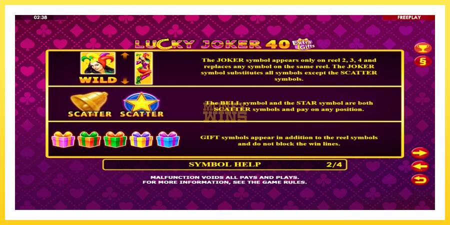 Slika 5 igralni avtomat Lucky Joker 40 Extra Gifts