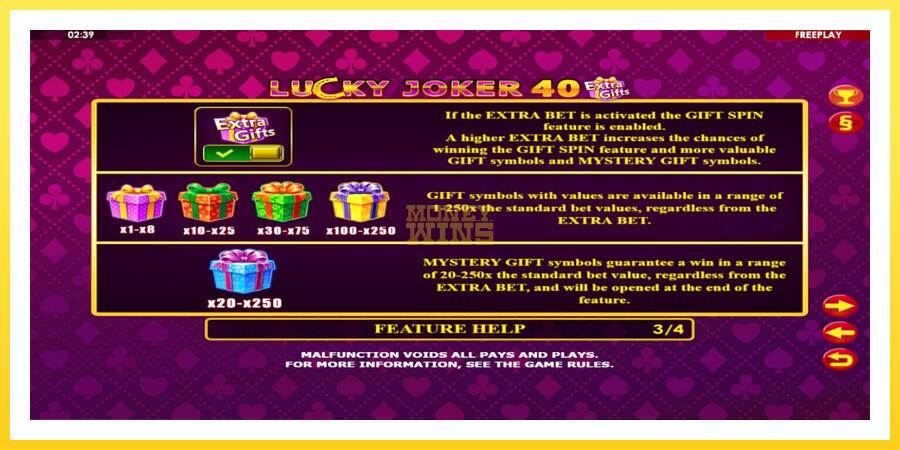 Slika 6 igralni avtomat Lucky Joker 40 Extra Gifts