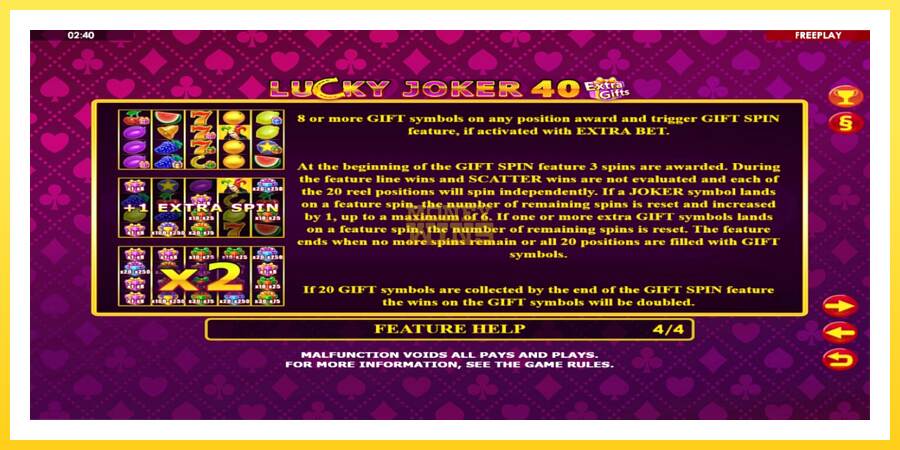 Slika 7 igralni avtomat Lucky Joker 40 Extra Gifts